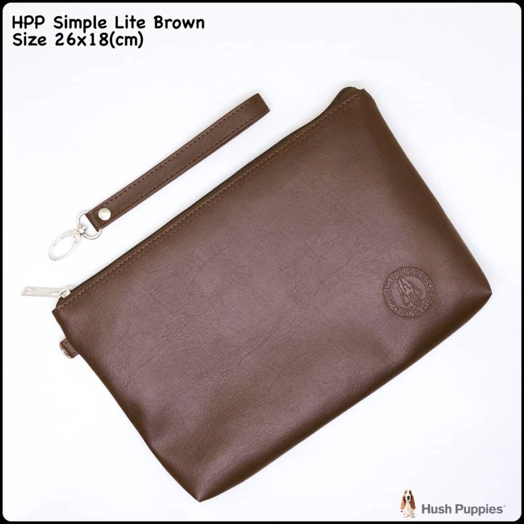 Clutch Handbag Pria Cowok Wanita Cewek Unisex HUSH PUPPIES SIMPLE LITE BROWN COKLAT Kulit Asli Premi