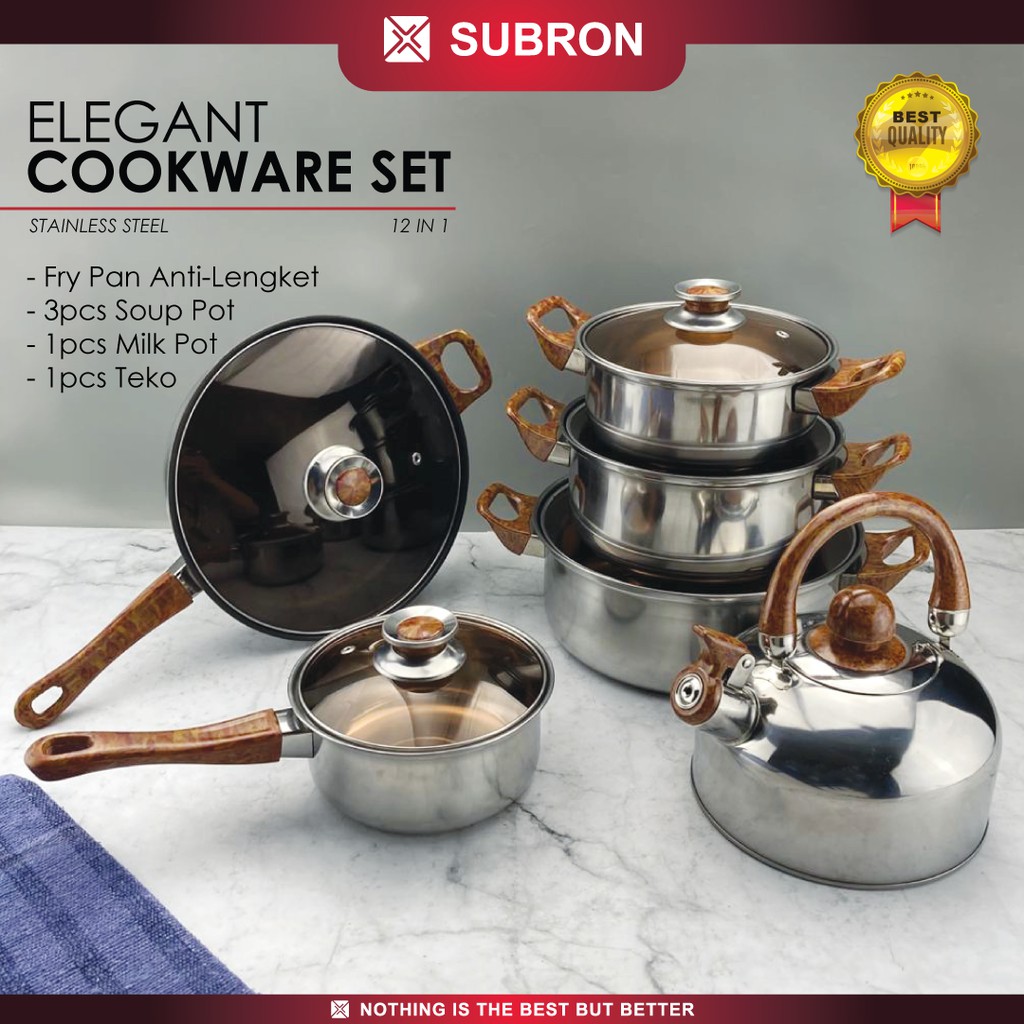 SUBRON Cookware Set Panci Serbaguna 6in1 Teko Soup Milk Pot Fry Pan Anti Lengket