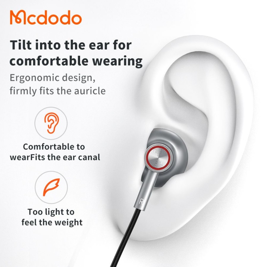 Mcdodo Headset Earphone HD Sound Stereo Bass Mic Jack 3.5mm HP-121