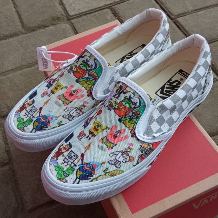 SEPATU VANS SLIP ON SPONGEBOB FRIENDS PREMIUM MIRROR BNIB CHINA IMPORT SNEAKERS WANITA MURAH CASUAL 