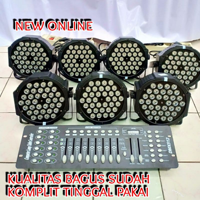 PAKET 7 BUAH PARLED REDSUN 36*3w RGB PLES MIXER LIGHTING DMX 512