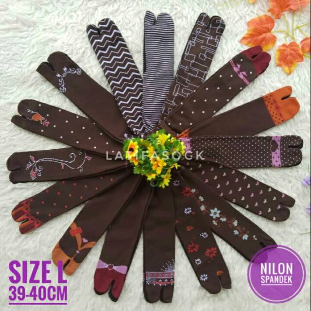 Kaos Kaki Jempol Muslimah Motif  Warna Coklat Bahan Nilon