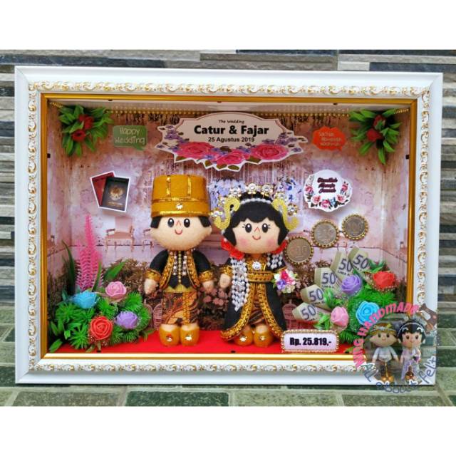 Mahar uang hias + boneka pengantin jawa