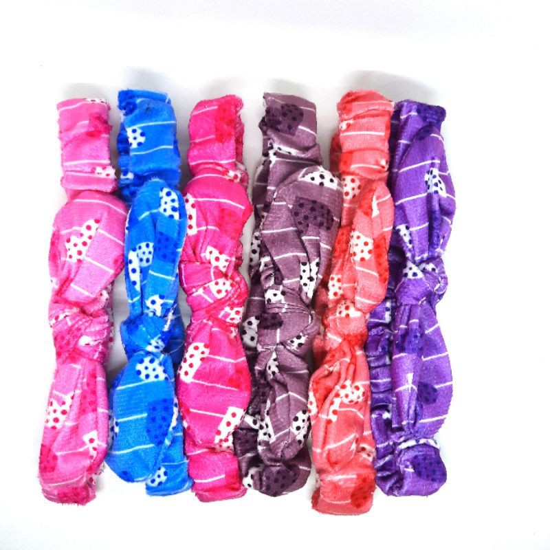 Bandana Headband isi 6pcs Bando  Korea Motif Pita Chiby Bludru Grosir