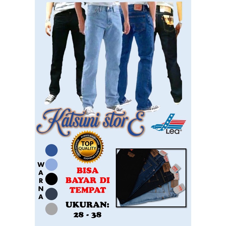 Celana Jeans Pria / Cowok Standar Premium LEA Original 100% Model Terbaru Warna BioWash, BioBlitz, B
