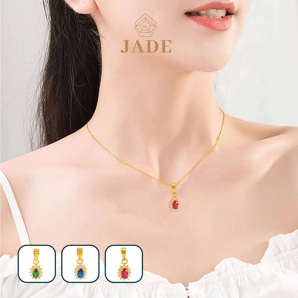JADE - Liontin Emas Asli Lady Diana Small Dengan Batu Permata Oval Mini kadar 375 - Jewelry 16 - 8K 