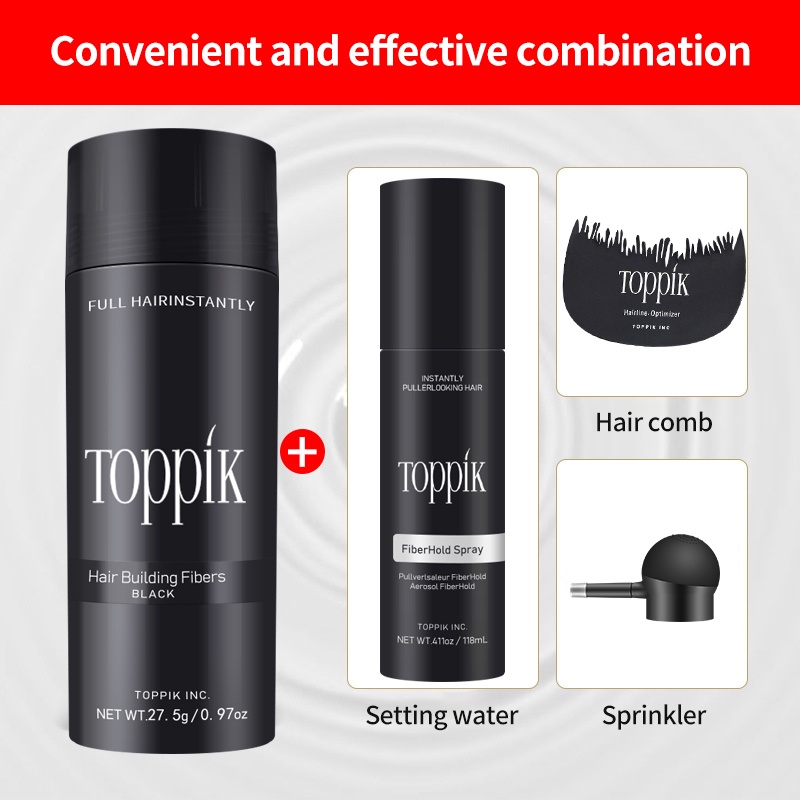 Toppik  Hair Building Fiber 27.5gr Original Caboki Dexe Keralux Fibratin Thickening Spray-Hitam