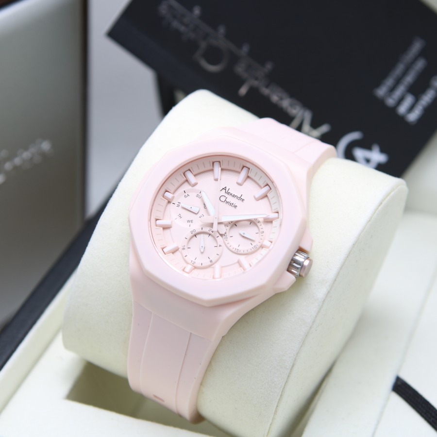 [Free Baterai] JAM TANGAN WANITA ALEXANDRE CHRISTIE AC 6590 RUBBER ORIGINAL GARANSI RESMI 1 TAHUN