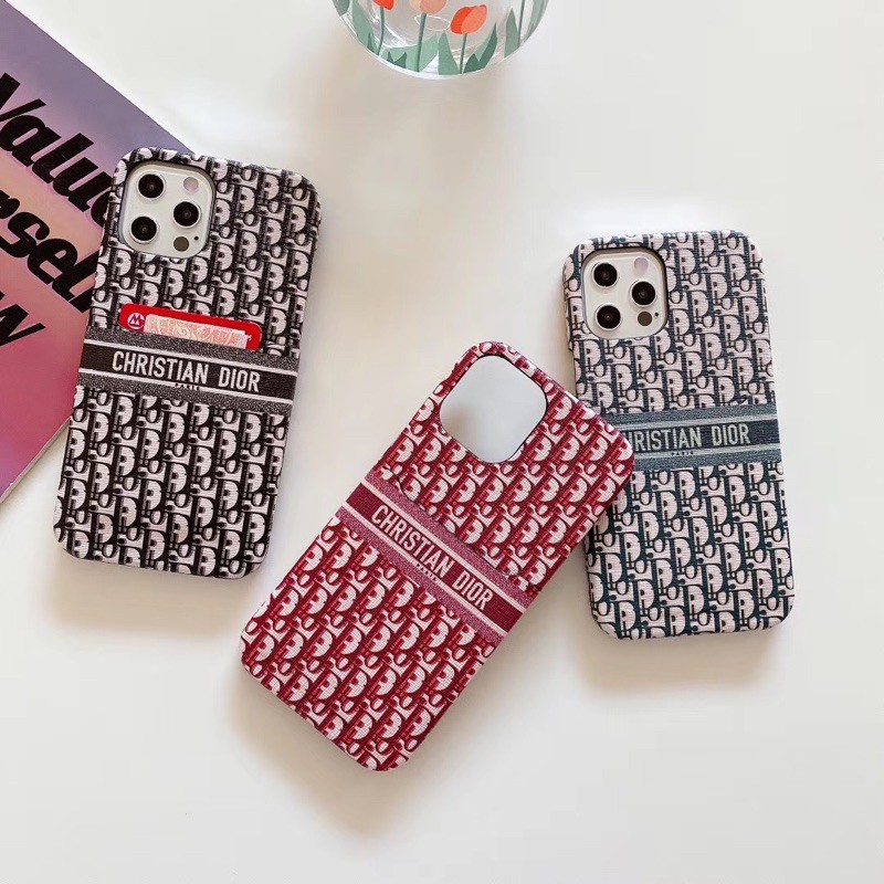 CDIOR LEATHER WALLET CASE IPHONE 7 7+ 8 8+ X Xs Xr XsMAX 11 11Pro 11ProMax 12 12Mini 12Pro 12ProMax