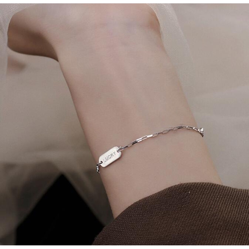 Roselife 1PC Gelang Rantai Keberuntungan Warna Silver Untuk Priawanita