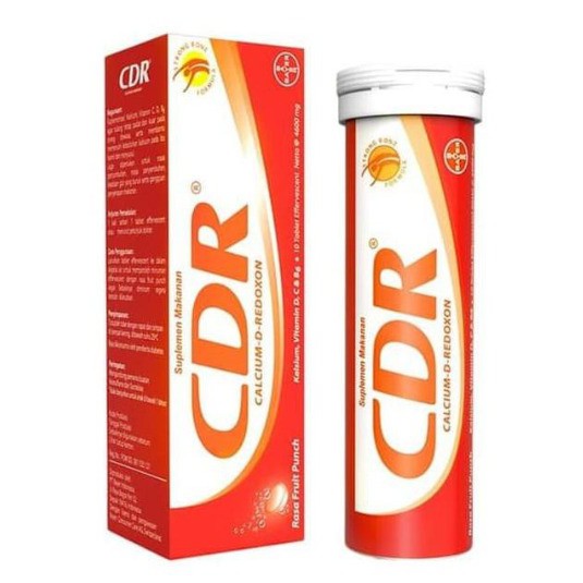 CDR Calcium - D - Redoxon Fruit Punch 10 Tablet Efervescent Kalsium, Vitamin C 1000mg, Vitamin D, B6