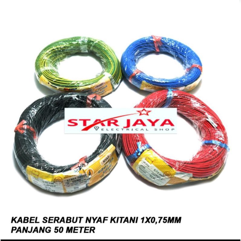 KABEL NYAF 1×0,5/1×0,75/1×1,5 merek kitani panjang 50 meter SNI