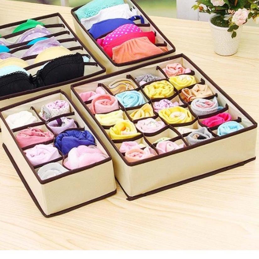 ♨ JE SET Underware Storage Box 4in1 SB04 Kotak Penyimpanan Pakaian Dalam Serbaguna Jilbab Organizer 