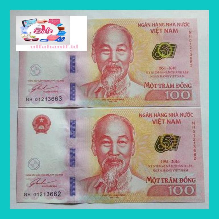 54A04Y Uang 2 Lembar Urut 100 Dong Vnd Vietnam 65Th Anniversary National S50Usts