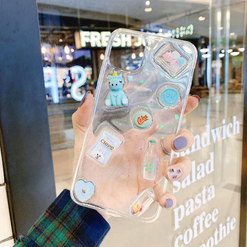 Soft Case TPU Motif Unicorn 3D Glitter Untuk iPhone 13 12 11 Pro MAX Mini X XS MAX XR SE 2022 2020 7 8 Plus