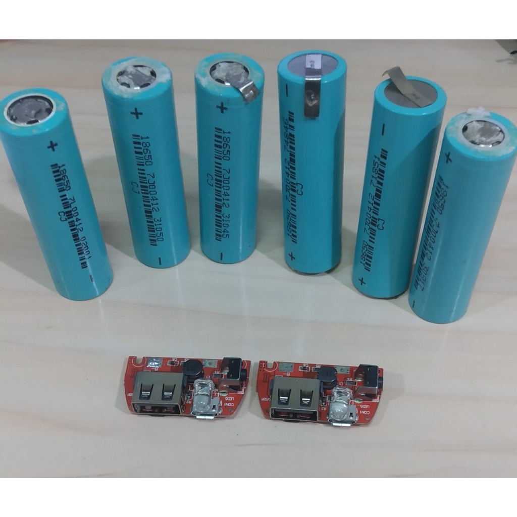 Batrai Batre Baterai Copotan Powerbank 18650 3.7v/4.2v Kipas Senter Dan Modul 1 Usb