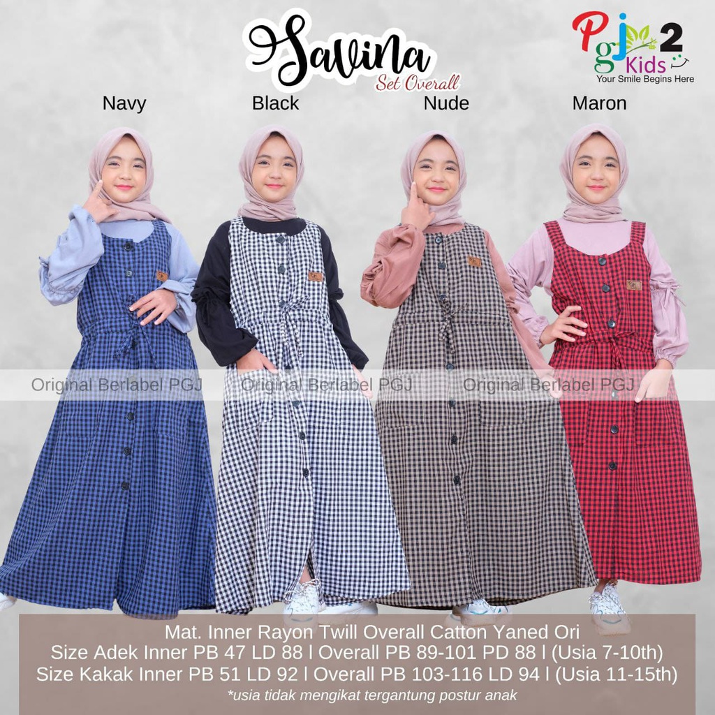 COD Setelan Atasan Lengan Panjang Dan Overall Katun Anak Perempuan Savina Set_Kiddos Kids