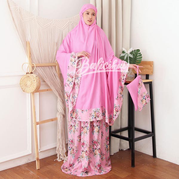 Balicihui Mukena Nadia Pink 1 Mukena Bali Jumbo Mukena Bali Dewasa Mukena Dewasa Jumbo by Balicihui