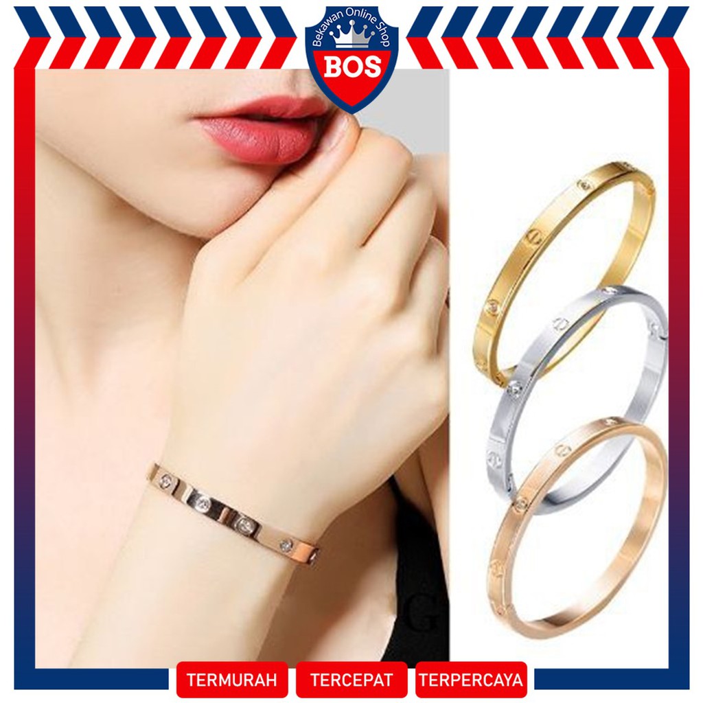 BOS Gelang  Titanium  Stainless Steel Gaya Korea Gelang  