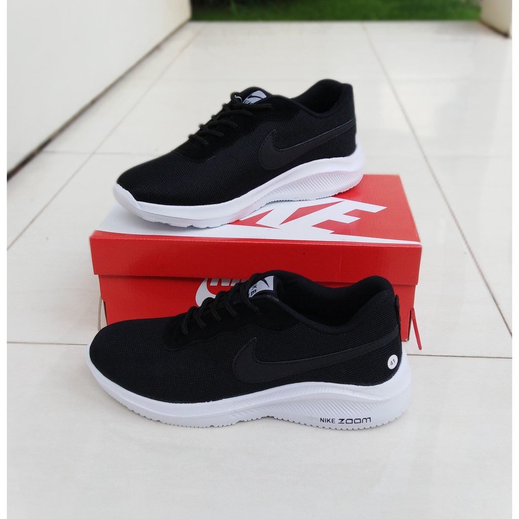 SEPATU NIKE ZOOM PRIA WANITA TERBARU HITAM PUTIH / SEPATU SNEAKERS IMPORT SEKOLAH DAN KERJA HITAM-2