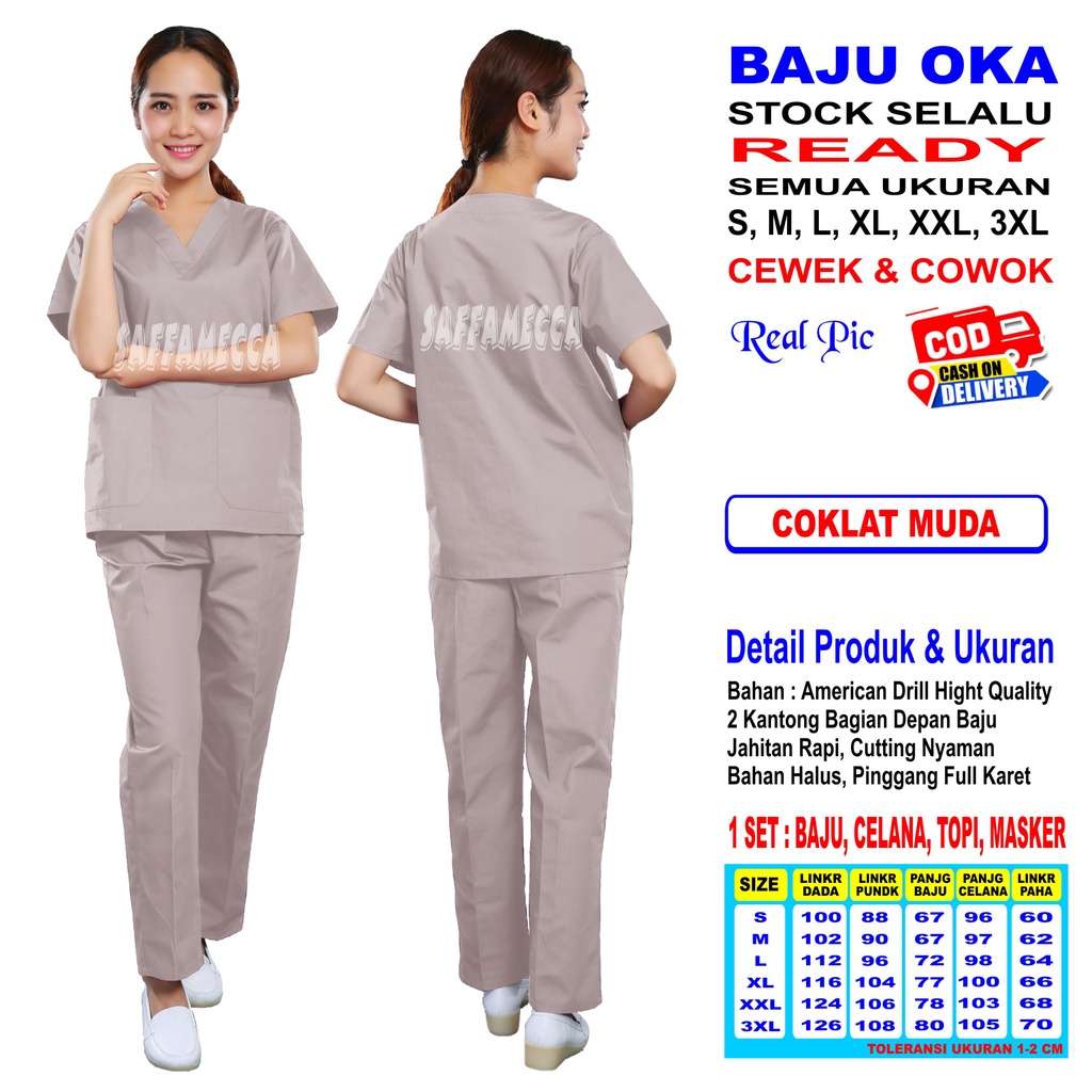 OKA   BAJU OK  BAJU OKA   BAJU PERAWAT   BAJU MEDIS LENGAN PENDEK AB READY