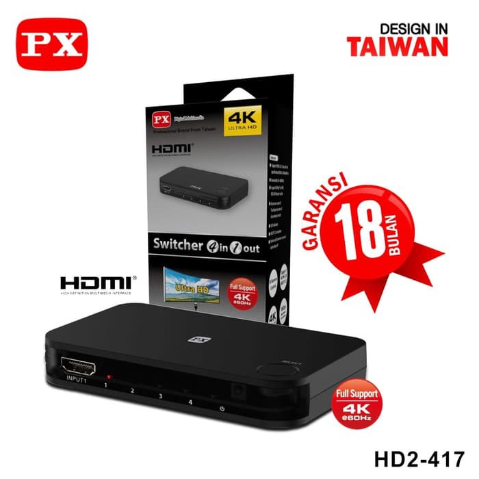 PX HDMI Switcher HD2 417  4 in 1 out HDMI Selector 4k Support