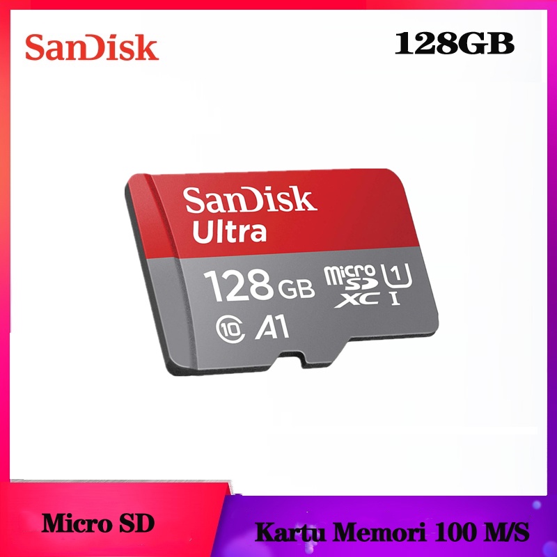 *Kartu Memori Card Sandisk Microsd 8GB/16GB/32GB/64GB/128GB/256GB/512GB GB 80mbps ,100Mbps,160Mbps,170Mbps Class 10 A1/ A2 Ultra/ Extreme Original TF Card-100 mbps