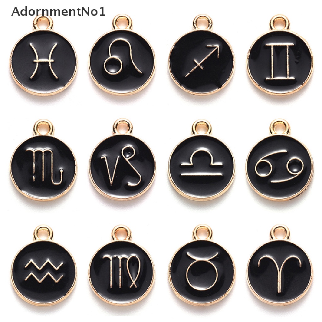 (AdornmentNo1) 12pcs / Set Liontin Bahan Metal Alloy Desain Zodiak Handmade Diy Untuk Perhiasan