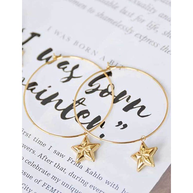 LRC Anting Tusuk Fashion Starfish Shell Earrings D53143