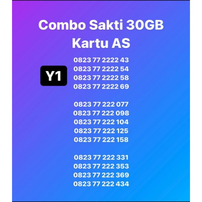 KARTU PERDANA SAKTI COMBO 32GB/26GB/21GB TSEL AS KODE Y1