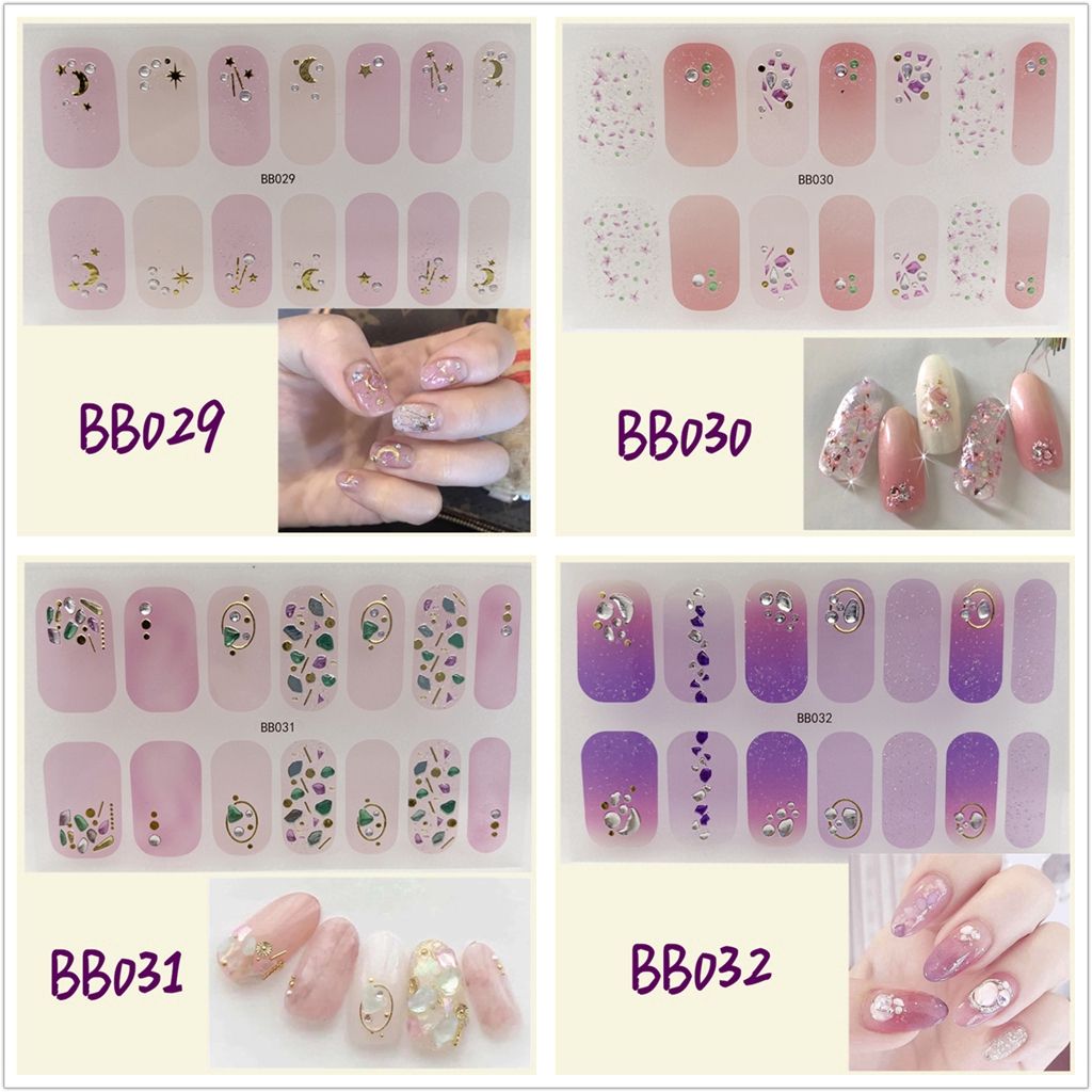 Stiker Kuku 3d Desain Berlian Mutiara Permata Warna-Warni Untuk Manicure Bb019-035