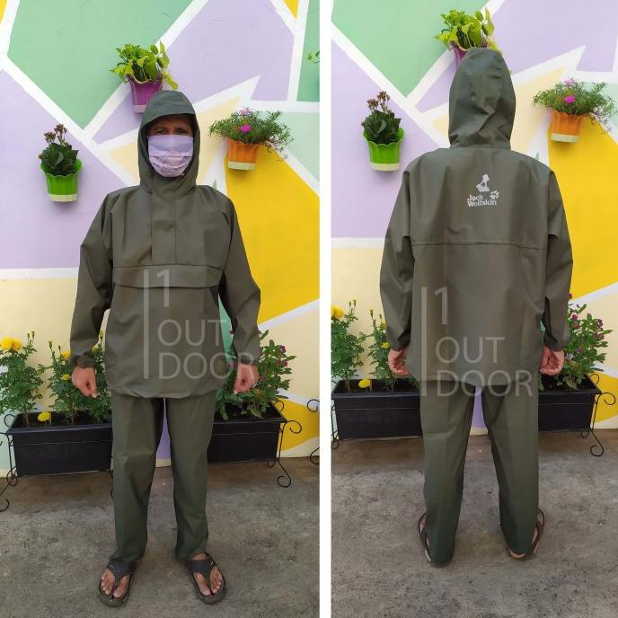 Jas Hujan Setelan Jaket Celana Raincoat Jack Wolfskin