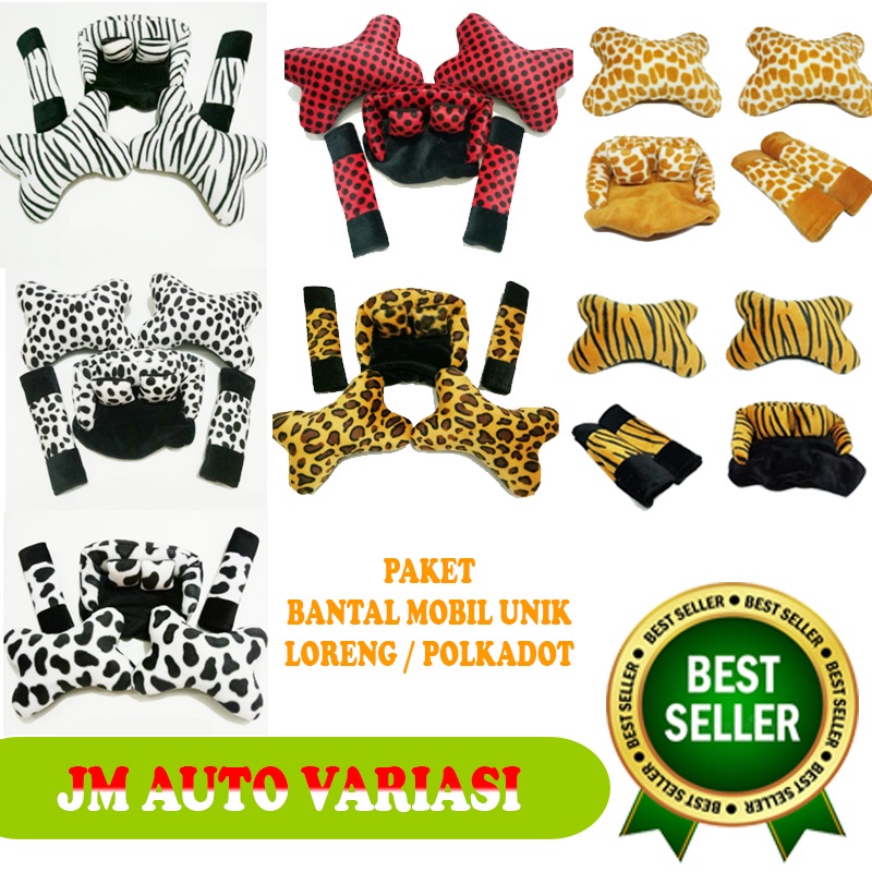 BEST SELLER ! Bantal Mobil Unik/Bantal Mobil Loreng/ Bantal Mobil Polkadot Hewan Zebra Sapi Macan