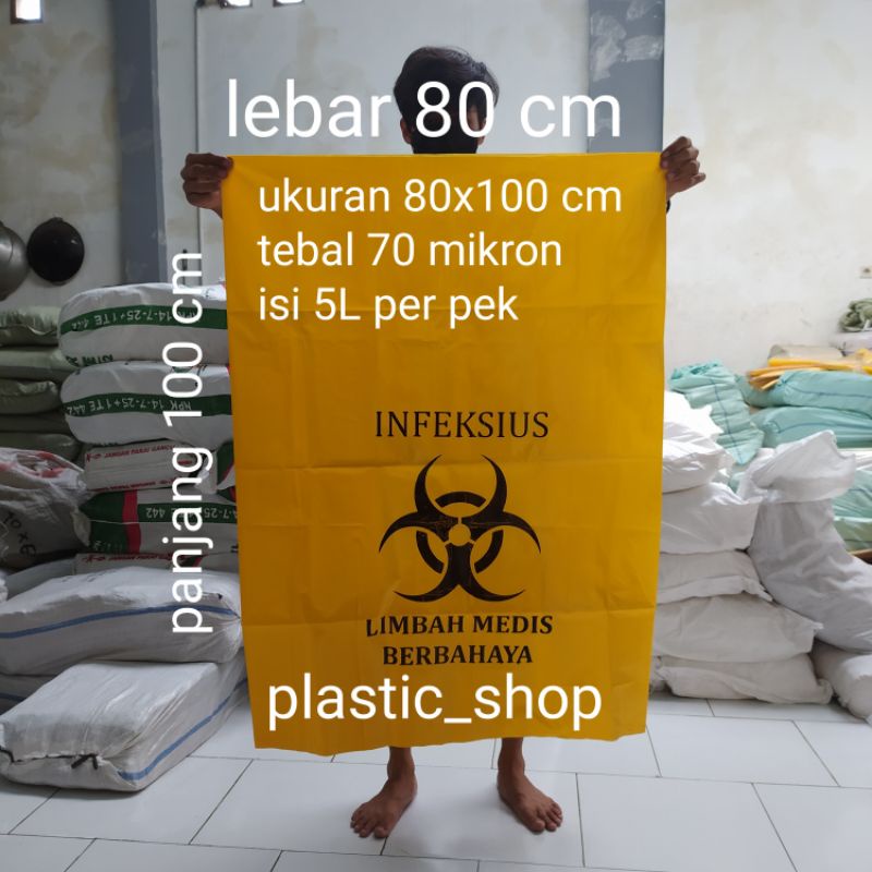 Jual Kantong Plastik Sampah Medis Infeksius 80x100 Cmplastik Kuning Logo Infeksius Shopee 5480