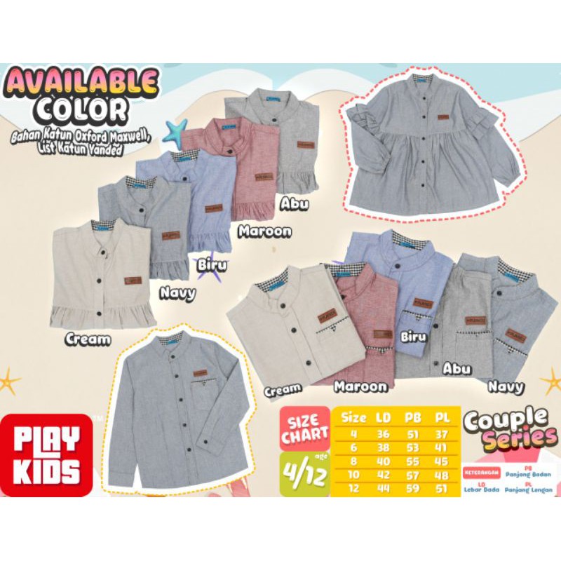 Kemeja PlayKids Couple Series (4-12T) Kemeja Anak / Kemeja Anak Murah