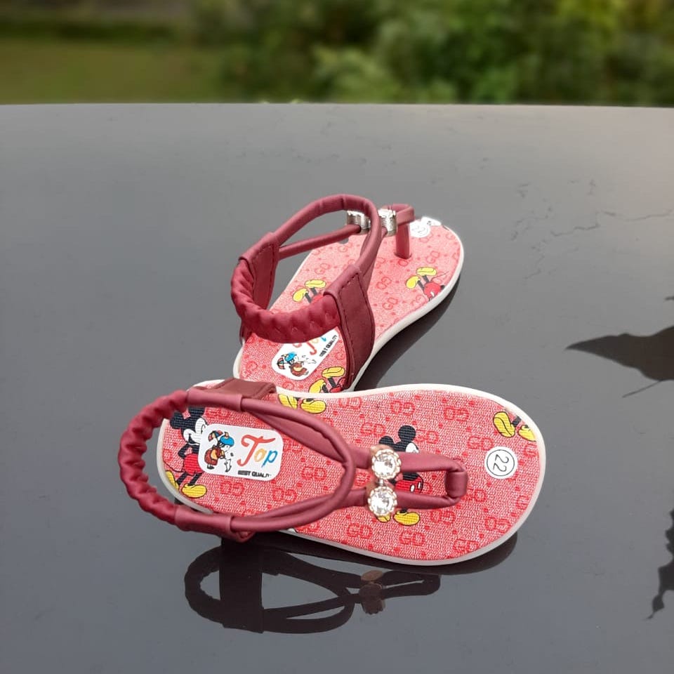 SDP08MM 26-30 Sepatu Sandal Anak Perempuan Umur 3 4 5 tahun - Motif Diamond Marun Mickey Mouse