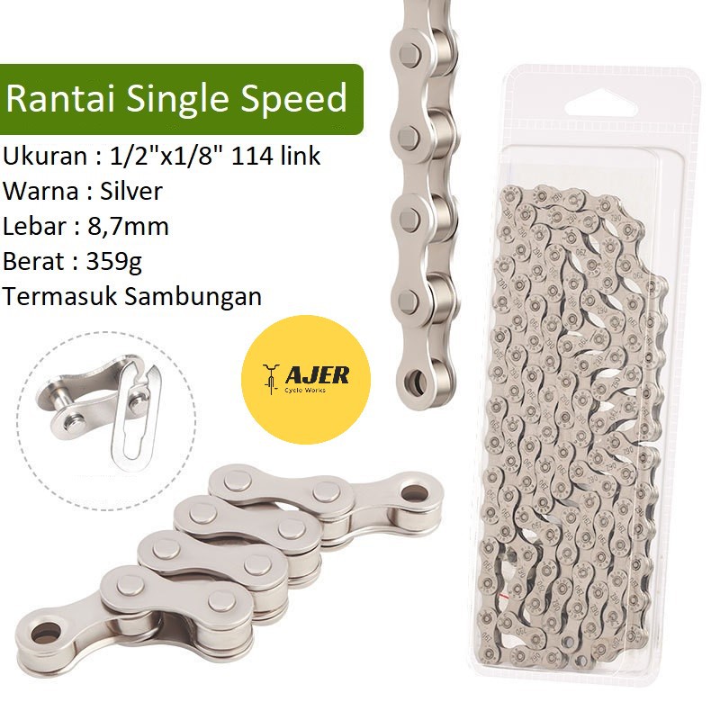 Rantai Sepeda single 6 7 8 9 10 11 speed BMX Fixie MTB Roadbike seli 116 link