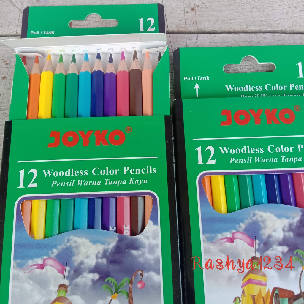 Joyko Pensil Warna Panjang Set 12 Warna Tanpa Kayu Murah-1