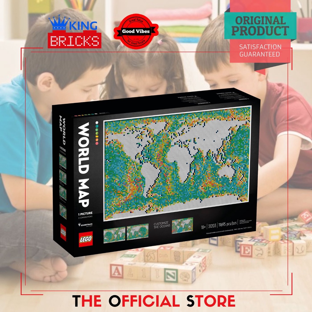 LEGO Original ART 31203 World Map - Mainan Koleksi Seni Mosaic Peta Dunia Globe
