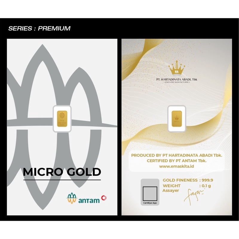 Micro Gold Antam Gift series 0.1 gram dan 0.25 gram kadar 24 karat Logam Mulia