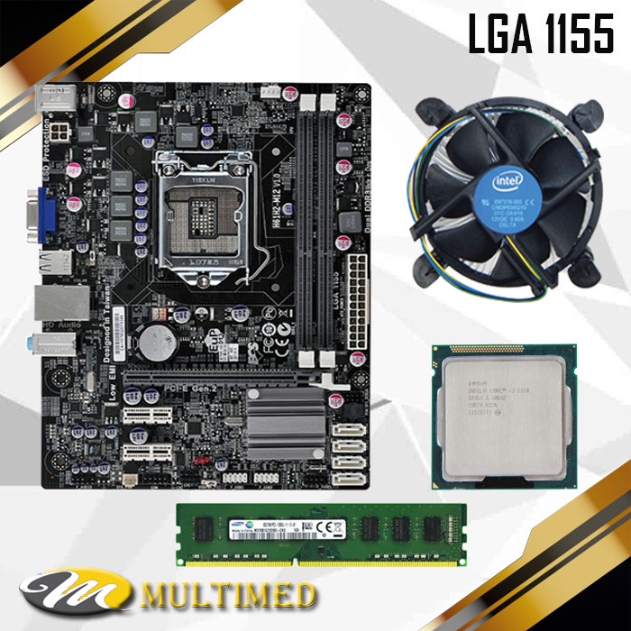Paket Intel Mainboard LGA 1155 H61 DDR3 + Core i3 2120 + FAN + RAM