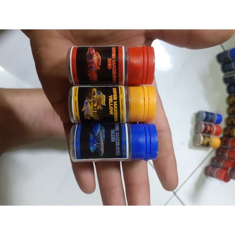 pelet ikan premium super maximum reapeack yellow,bloe red 15g original