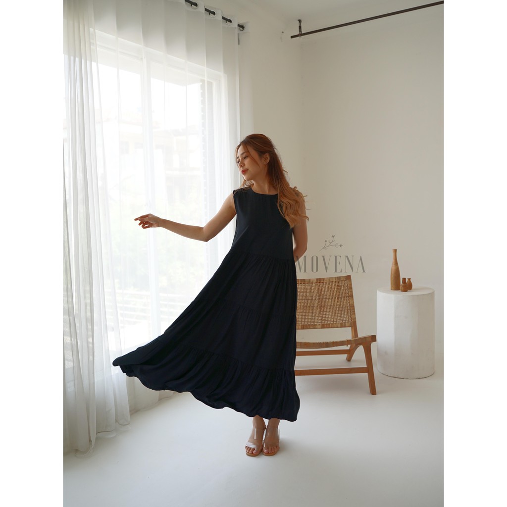 Heidy Flowy Dress / Maxi Dress / Midi Dress Sleeveless Rayon-5