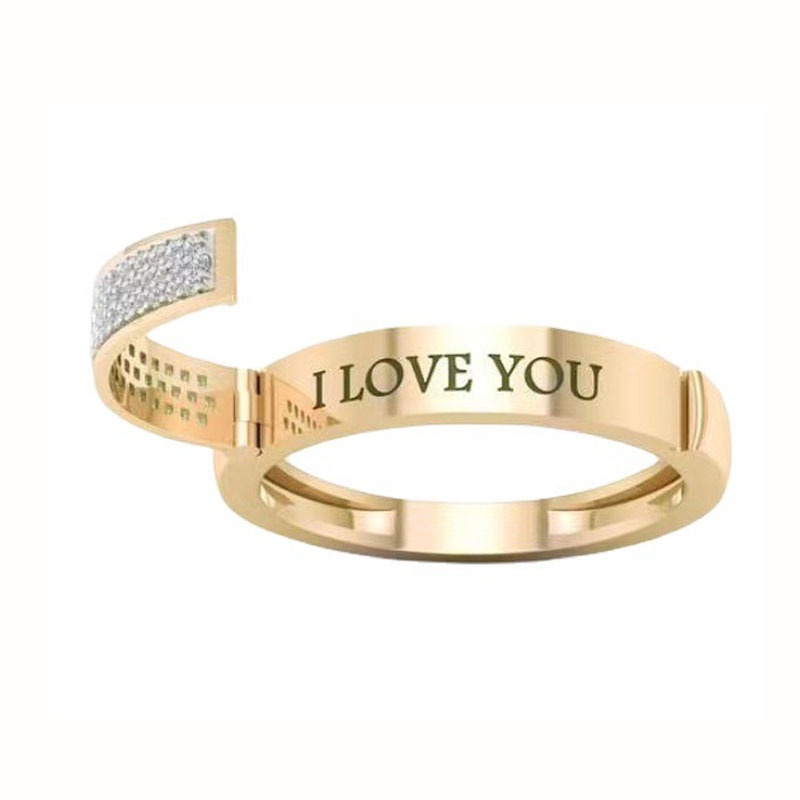 Set Cincin Model Terbuka Desain Tulisan I LOVE YOU Gaya Korea Untuk Aksesoris