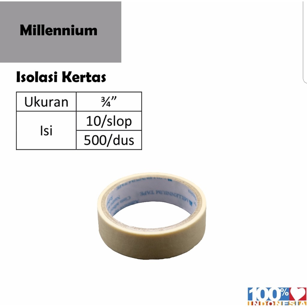 Millenium Isolasi Kertas Kecil 3/4&quot; L15mm x D5,2cm (Harga 1 Bj)