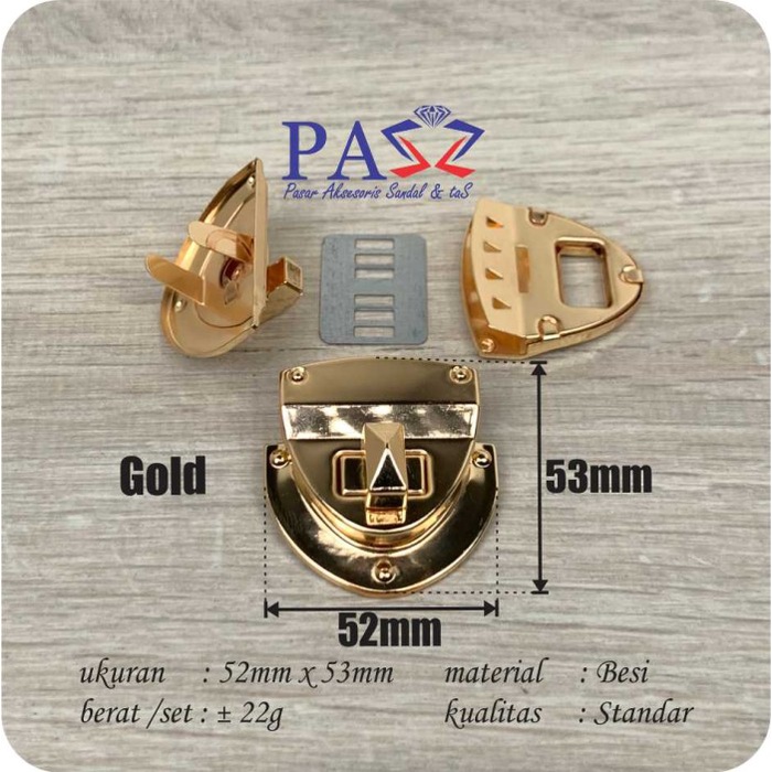 MURAH Kunci Putar Tas Besi M1003 Besar - Gold