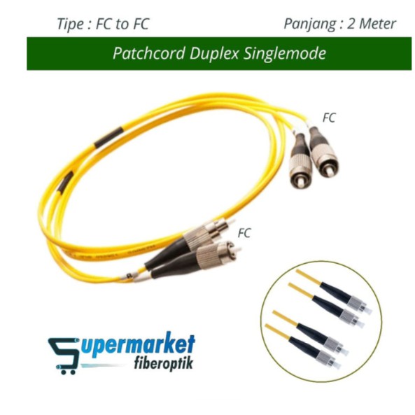 Patchcord Fiber Optik Duplex SingleMode FC to FC Panjang 2 Meter