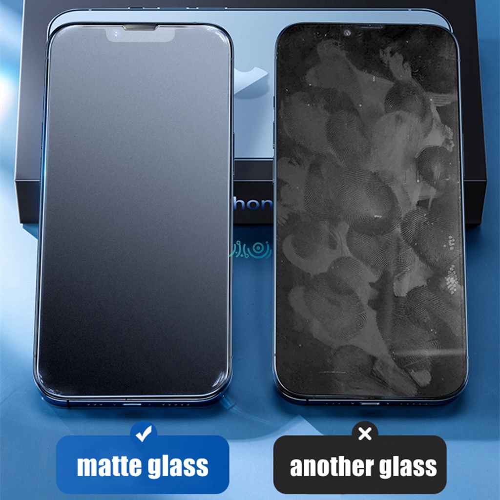 Pelindung Layar Tempered Glass Matte Frosted Anti Sidik Jari Untuk iPhone 14 13 12 11 Pro MAX mini X XS MAX XR SE 2022 6 7 8 plus