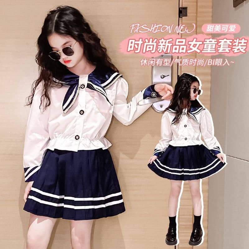 Setelan Rok Anak Perempuan Premium Little Sailor NAVY BLUE