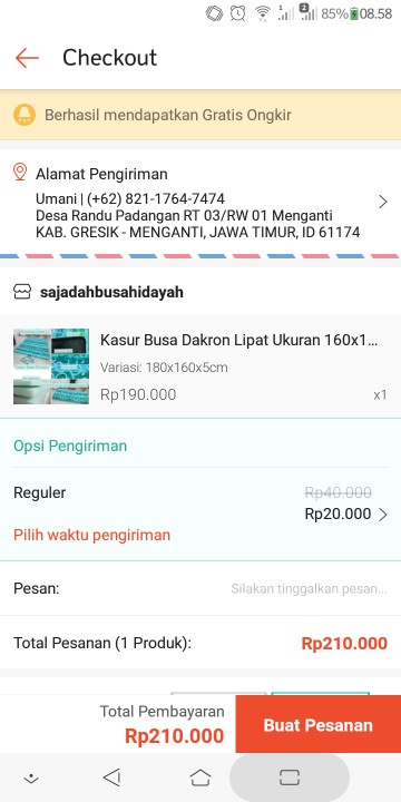 Kasur Busa Dakron Lipat Ukuran 160x180x5cm